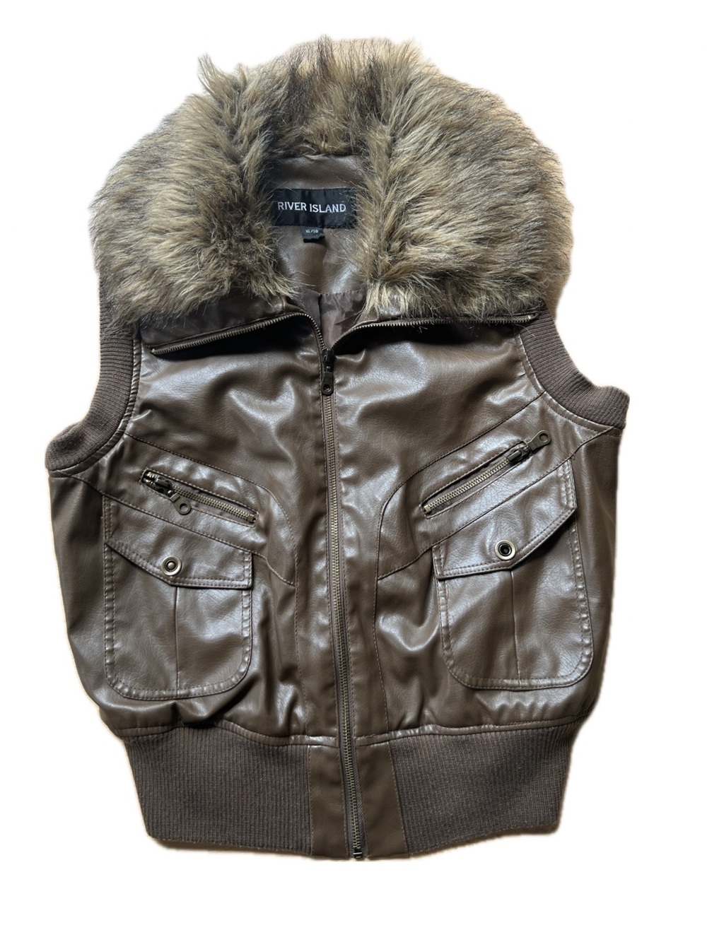 Vintage Pleather Faux Fur Vest
